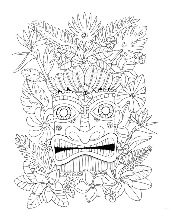 Tropical flowers coloring pages