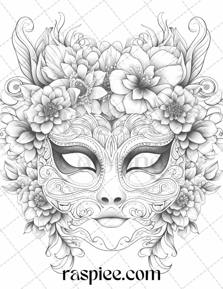 Masquerade masks grayscale coloring pages printable for adults pdf grayscale coloring adult coloring designs coloring pages