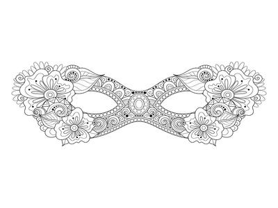 Carnival floral mask coloring coloring poster