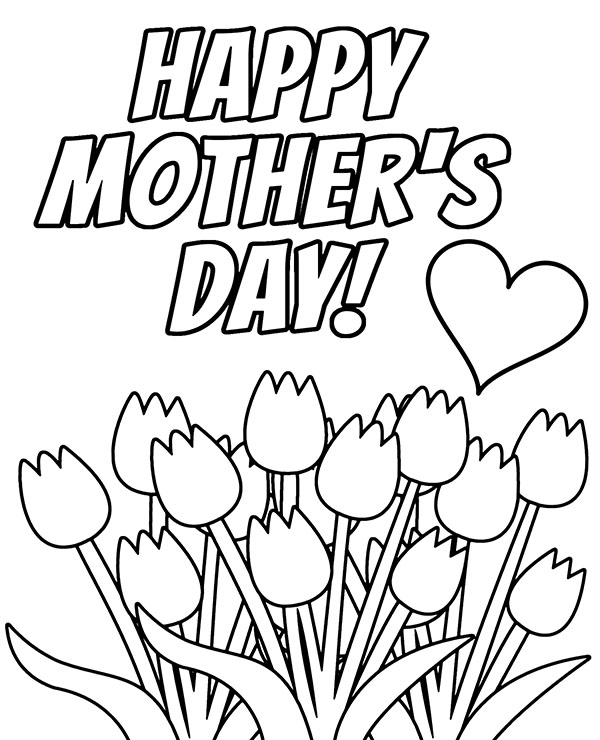 Mothers day coloring page flowers