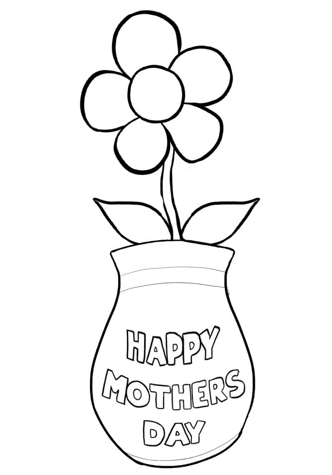 Happy mothers day flower coloring page