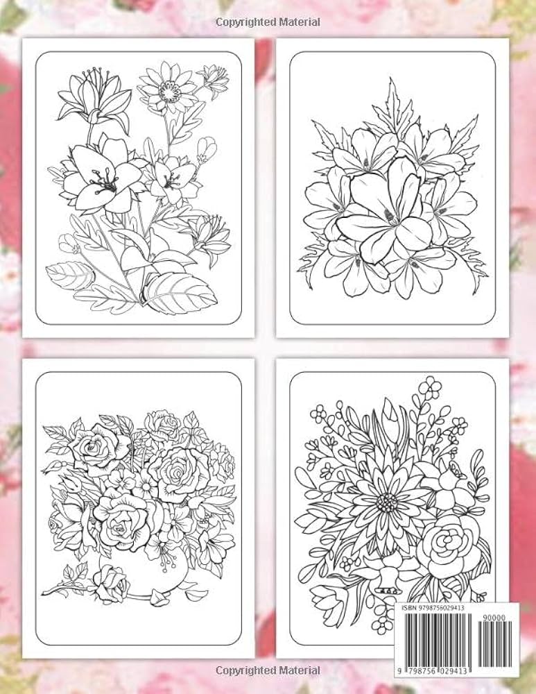 Flowers adult coloring book easy flower coloring book for adult relaxation with large print floral design coloring pages for seniors and beginners patterns and a variety of flower designs