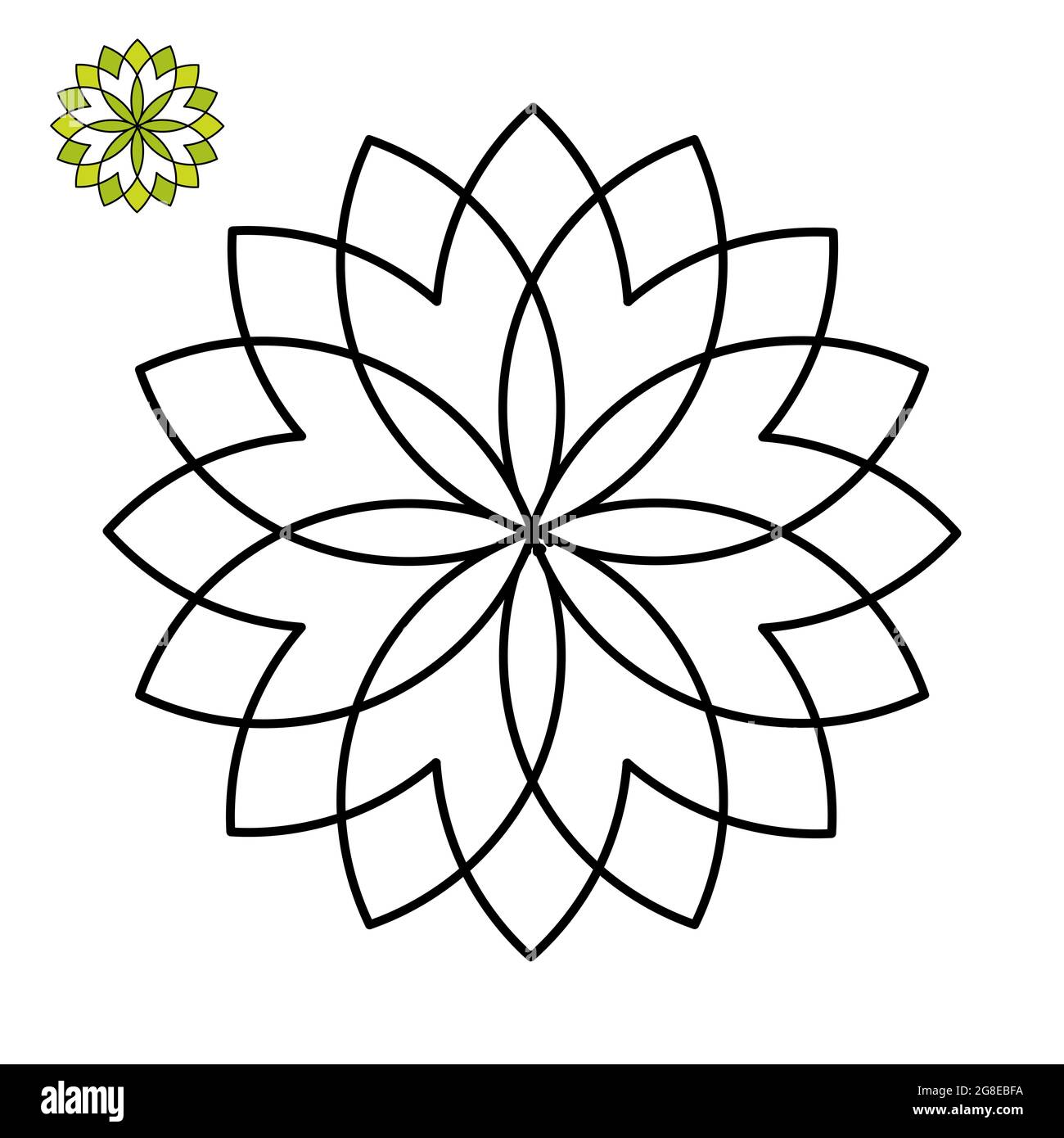 Coloring page flower petals beautiful flower petals illustration isolated on white background stock photo