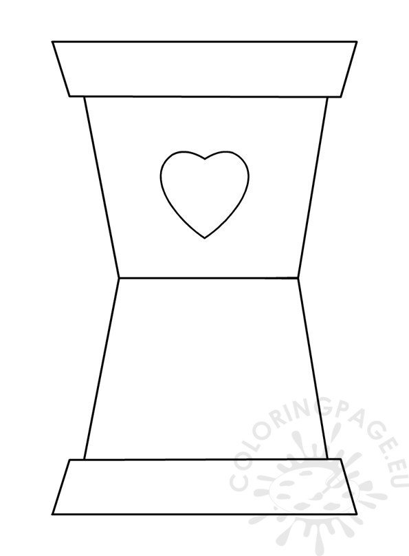 Paper flower pot card shape coloring page