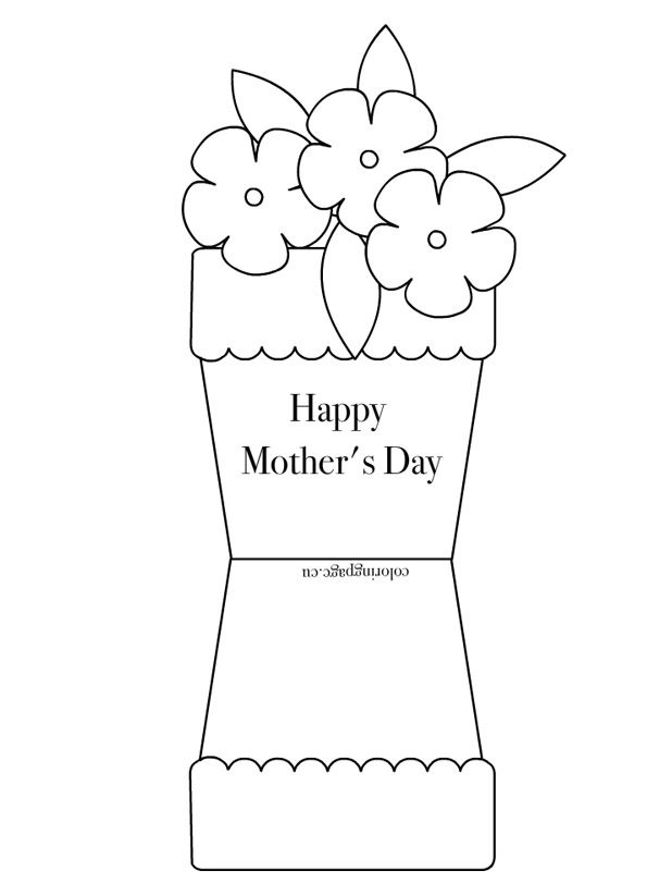 Flower pot shape card mothers day card template mothers day coloring pages happy mothers day card