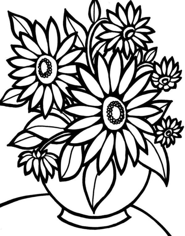 Flower pot coloring pages pdf to print