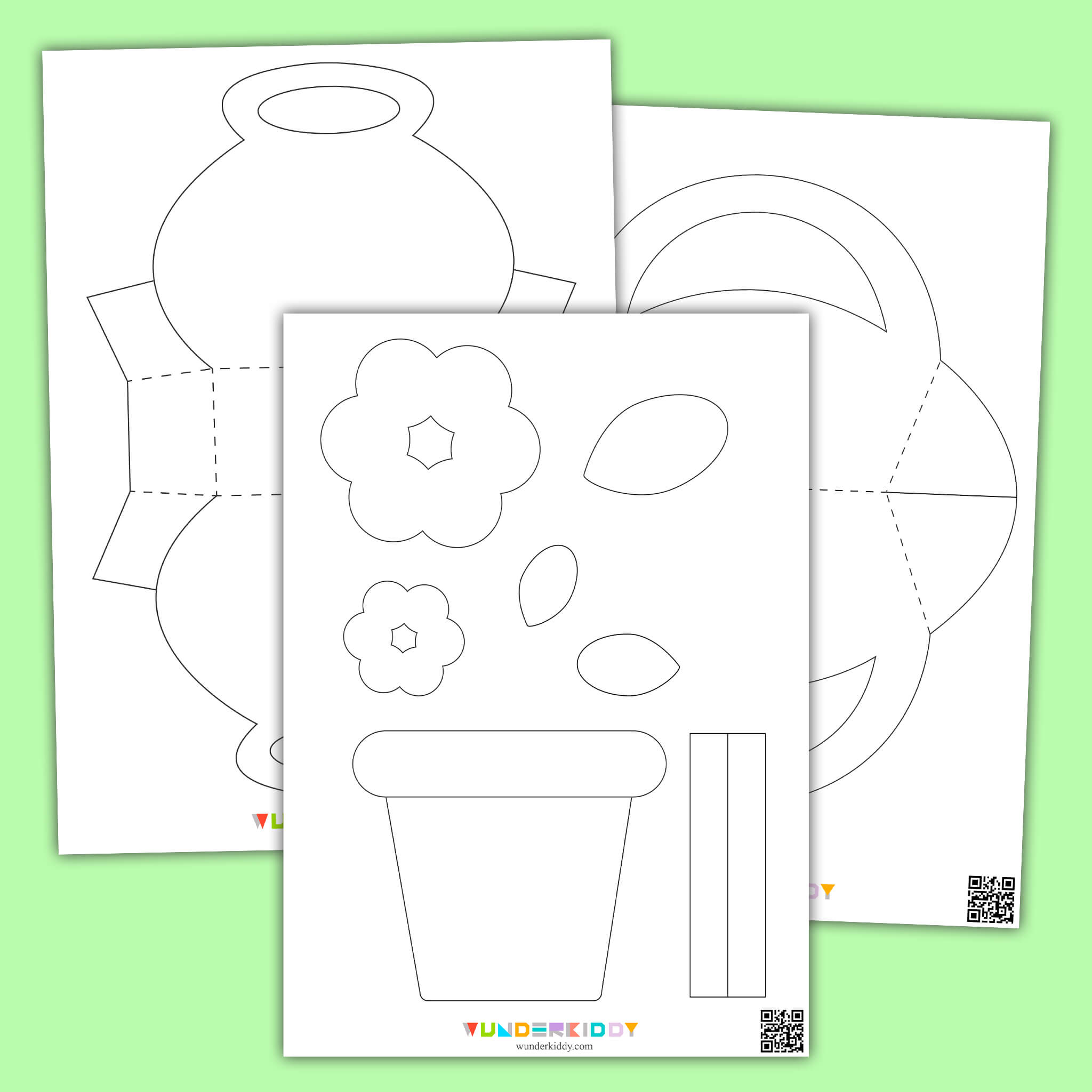 Free printable flower pot paper craft template for children