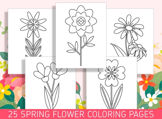 Spring into color flower coloring sheets for preschool and kindergarten pdf file instant download