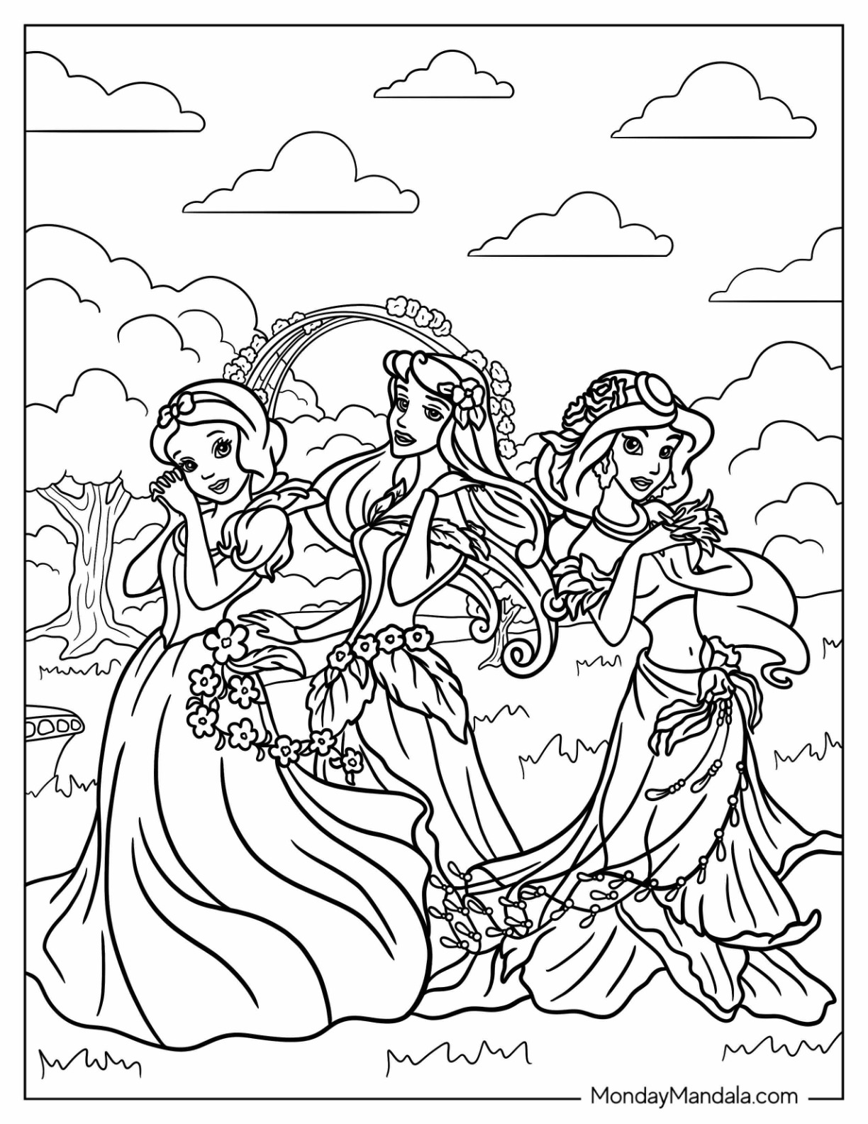 Disney princess coloring pages free pdf printables