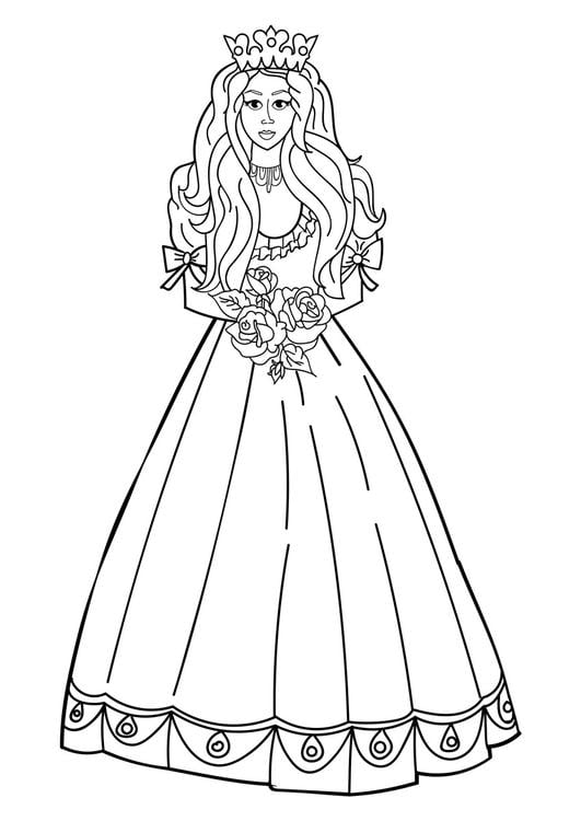 Coloring page princess with flowers