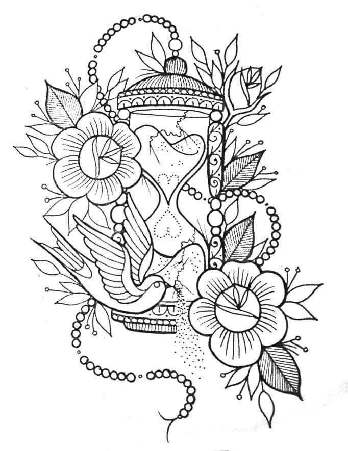 Flores hourglass tattoo tattoo design drawings coloring pages
