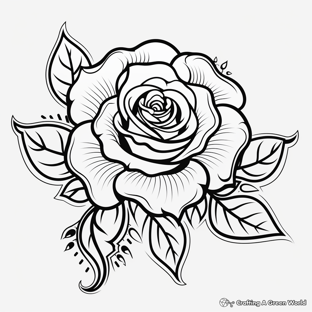Rose tattoo coloring pages
