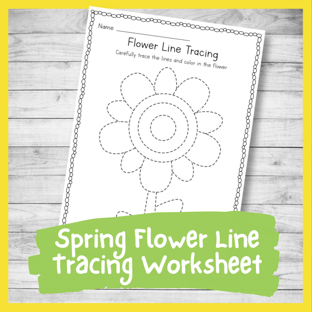 Simple spring flower tracing worksheet preschool printable