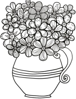 Spring and summer flowers in a vase coloring sheet by davincis workshop