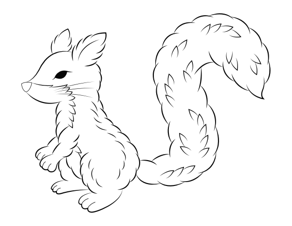Printable fluffy squirrel coloring page