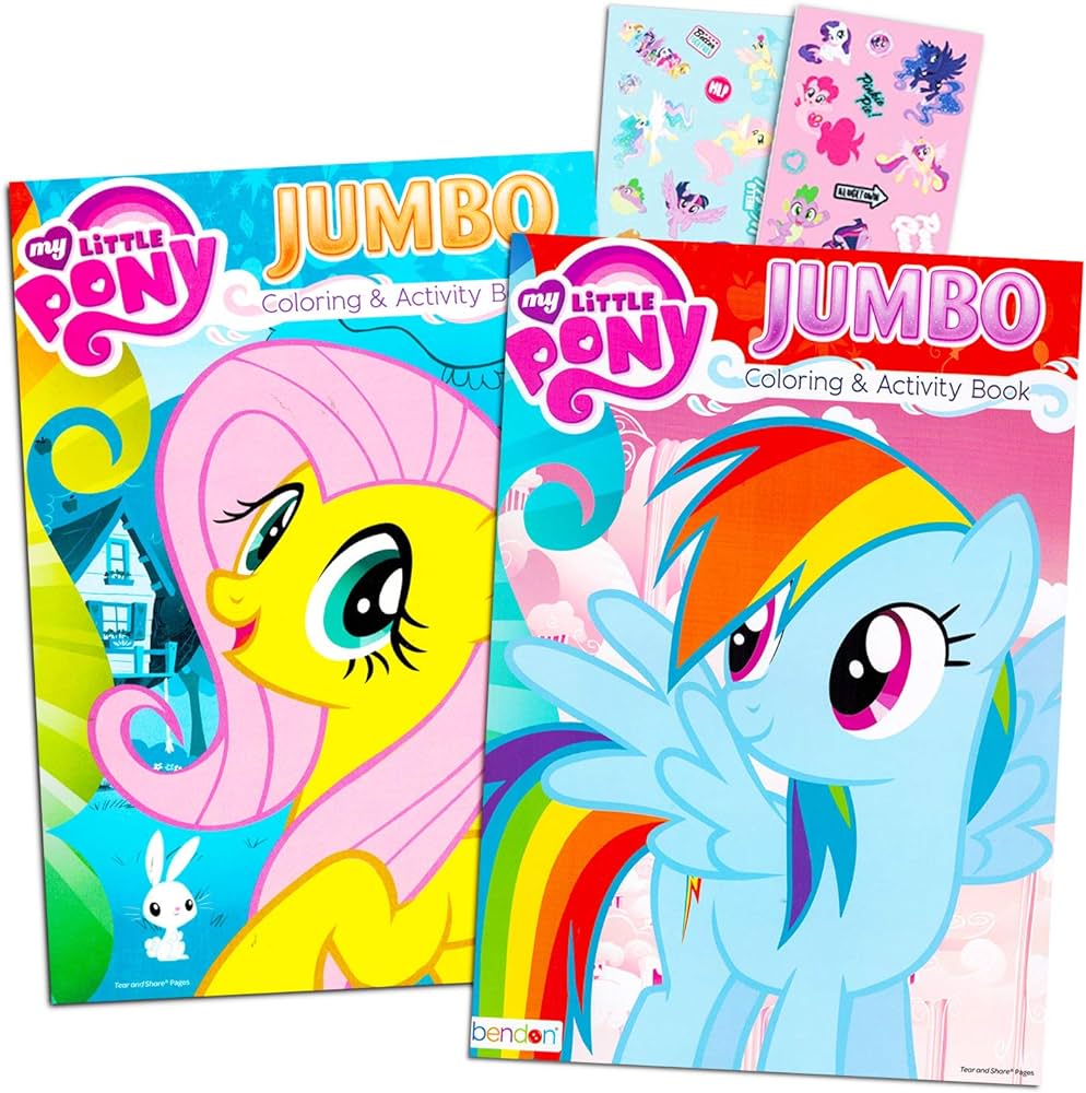 Buy my little pony colorg book super set with stickers jumbo books and sticker pack featurg rabow dash fluttershy pkie pie and more onle at low prices dia