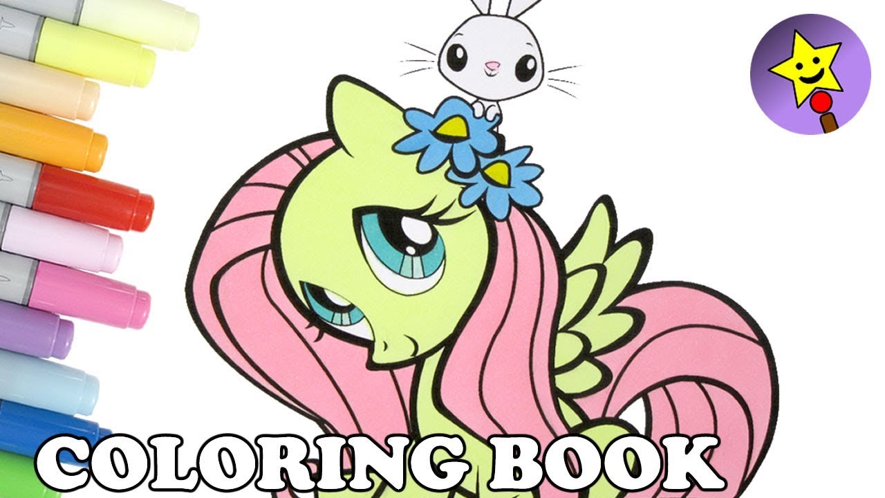 Fluttershy coloring book page lp y little pony fluttershy and angel bunny coloring page kids art