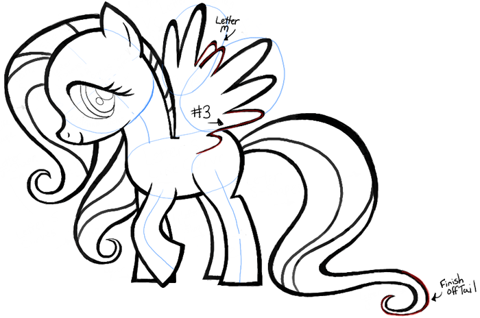 How to draw fluttershy from my little pony with easy to follow steps