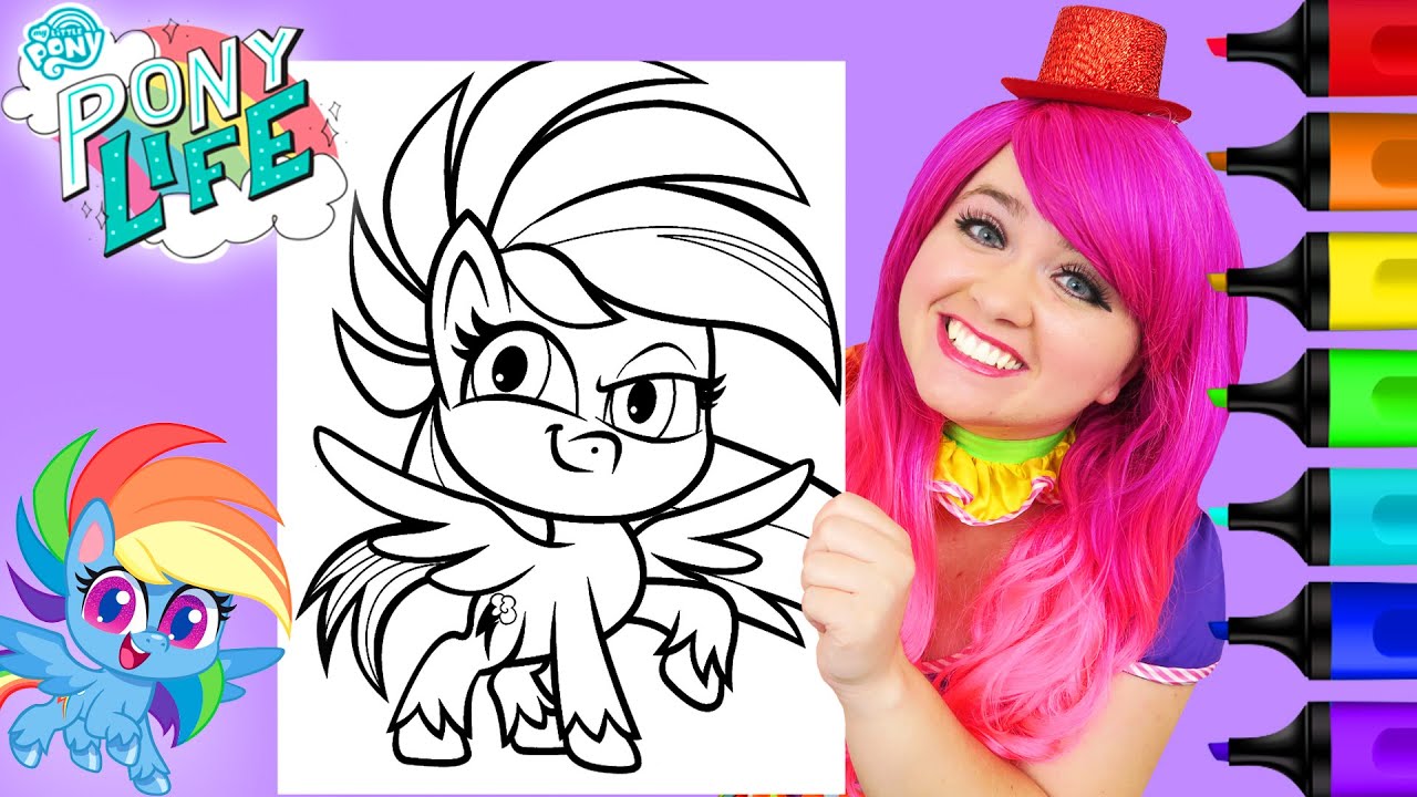 Coloring rainbow dash y little pony pony life arkers