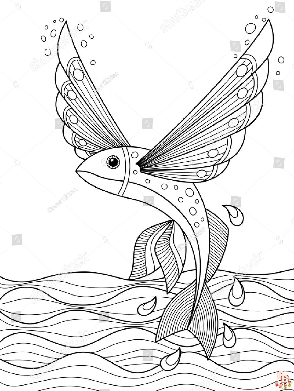 Flying fish coloring pages printable free and easy coloring