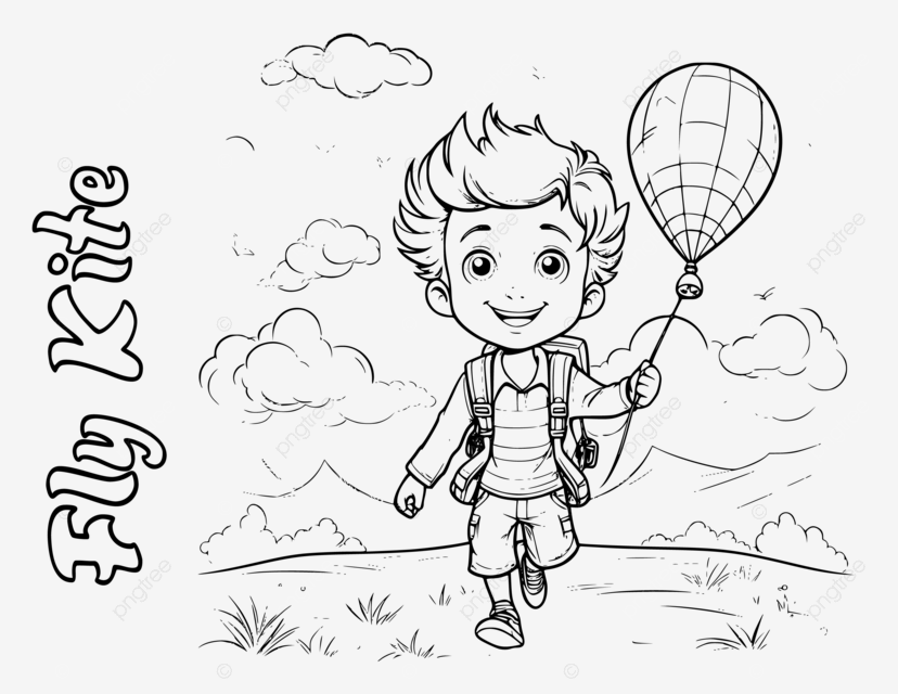Chearful fly kite coloring page for kids d vector cow coloring page for kids cow coloring pages easy cow coloring pages printable png and vector with transparent background for free download