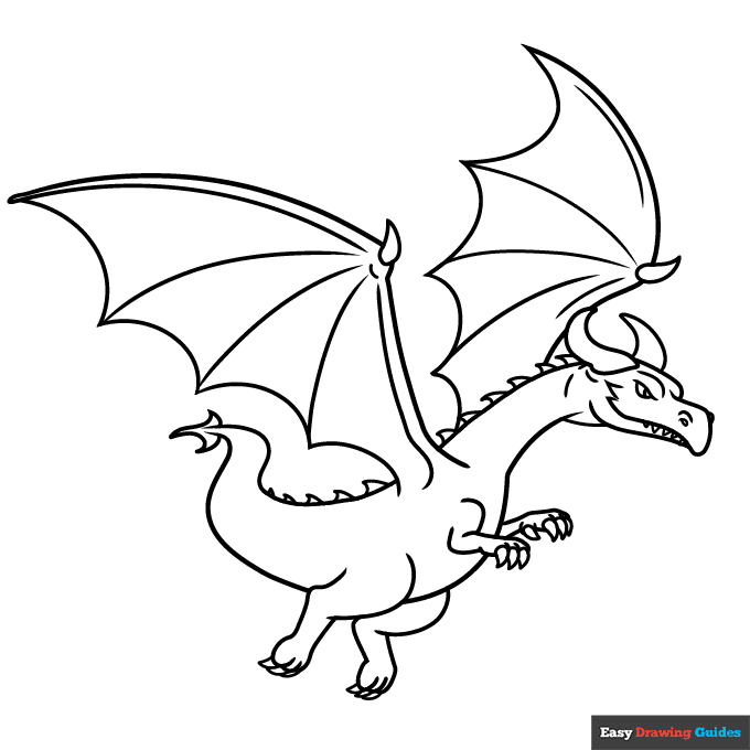 Flying dragon coloring page easy drawing guides