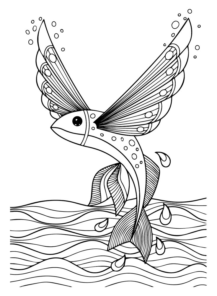 Flying fish coloring pages