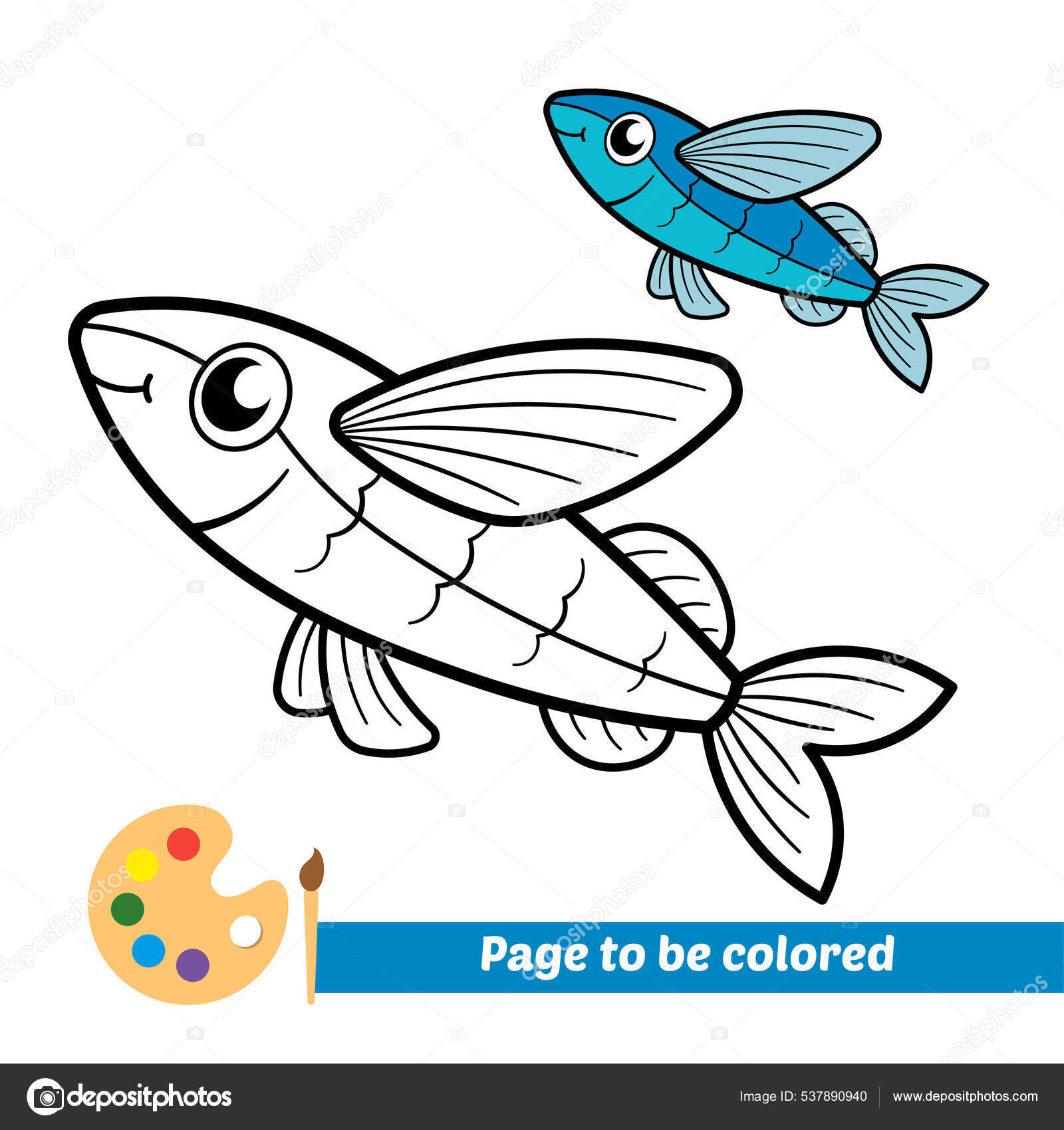 Coloring book kids flying fish vector stock vector by fuatprasgmail