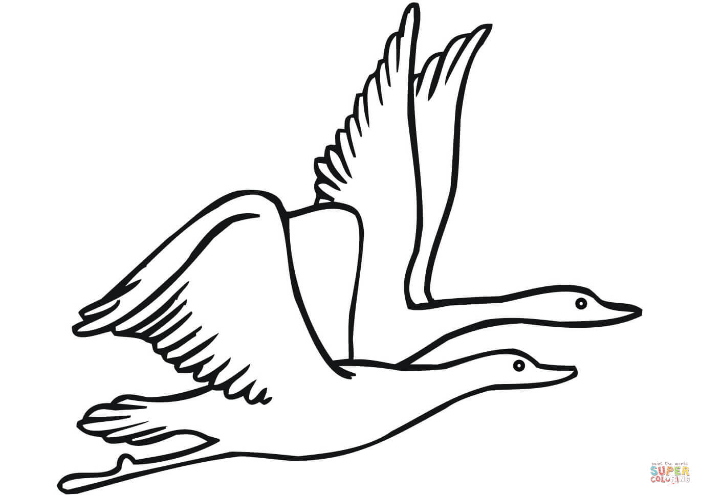Two flying geese coloring page free printable coloring pages