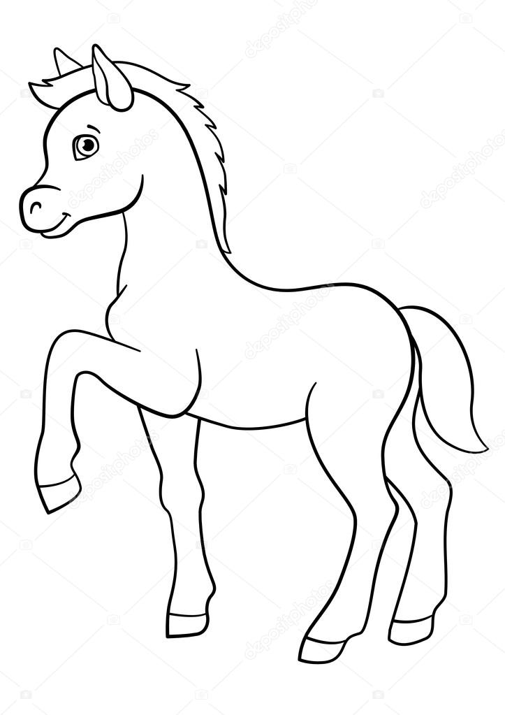 Coloring pages farm animals little cute foal stock vector by ya