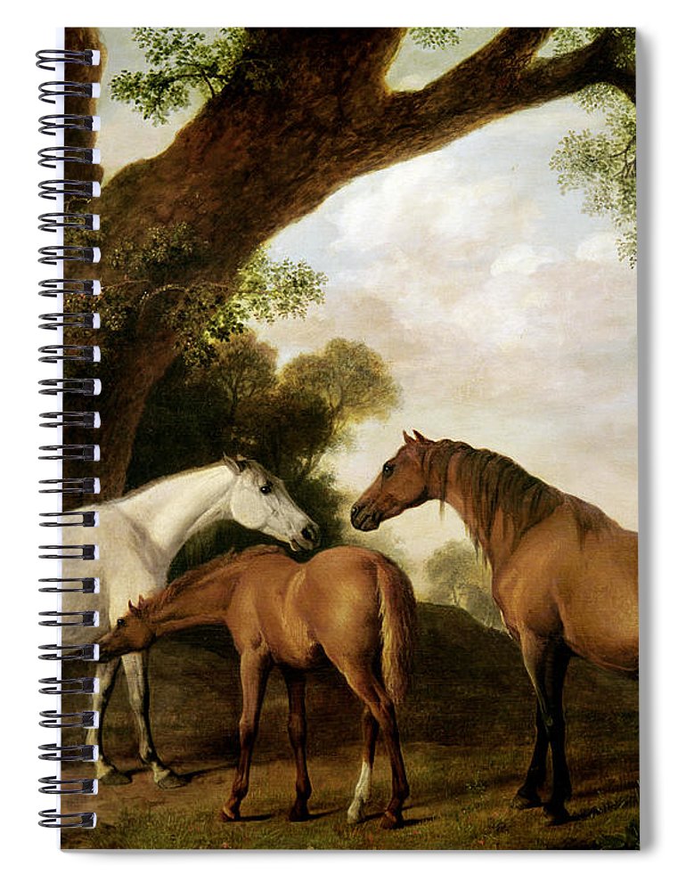 Two mares and a foal spiral notebook by george stubbs