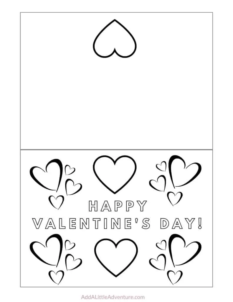 Foldable printable valentines day cards to color