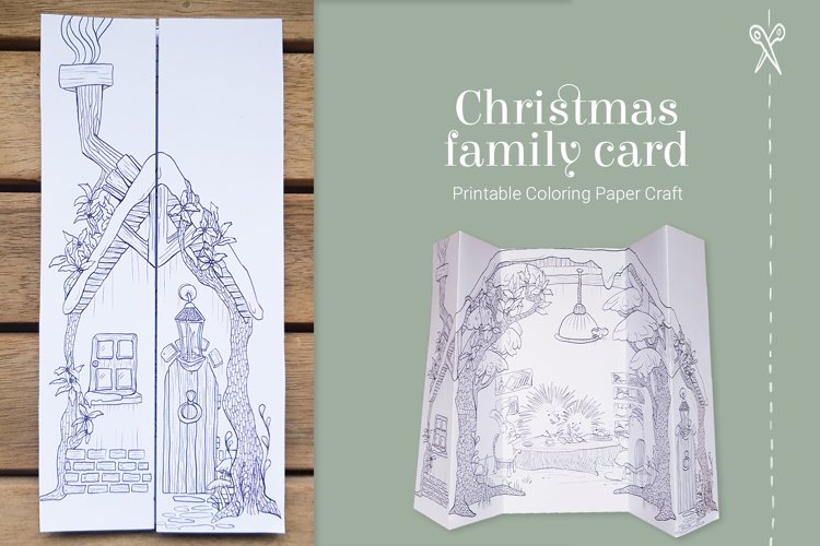 Christmas folding coloring page with hedgehog