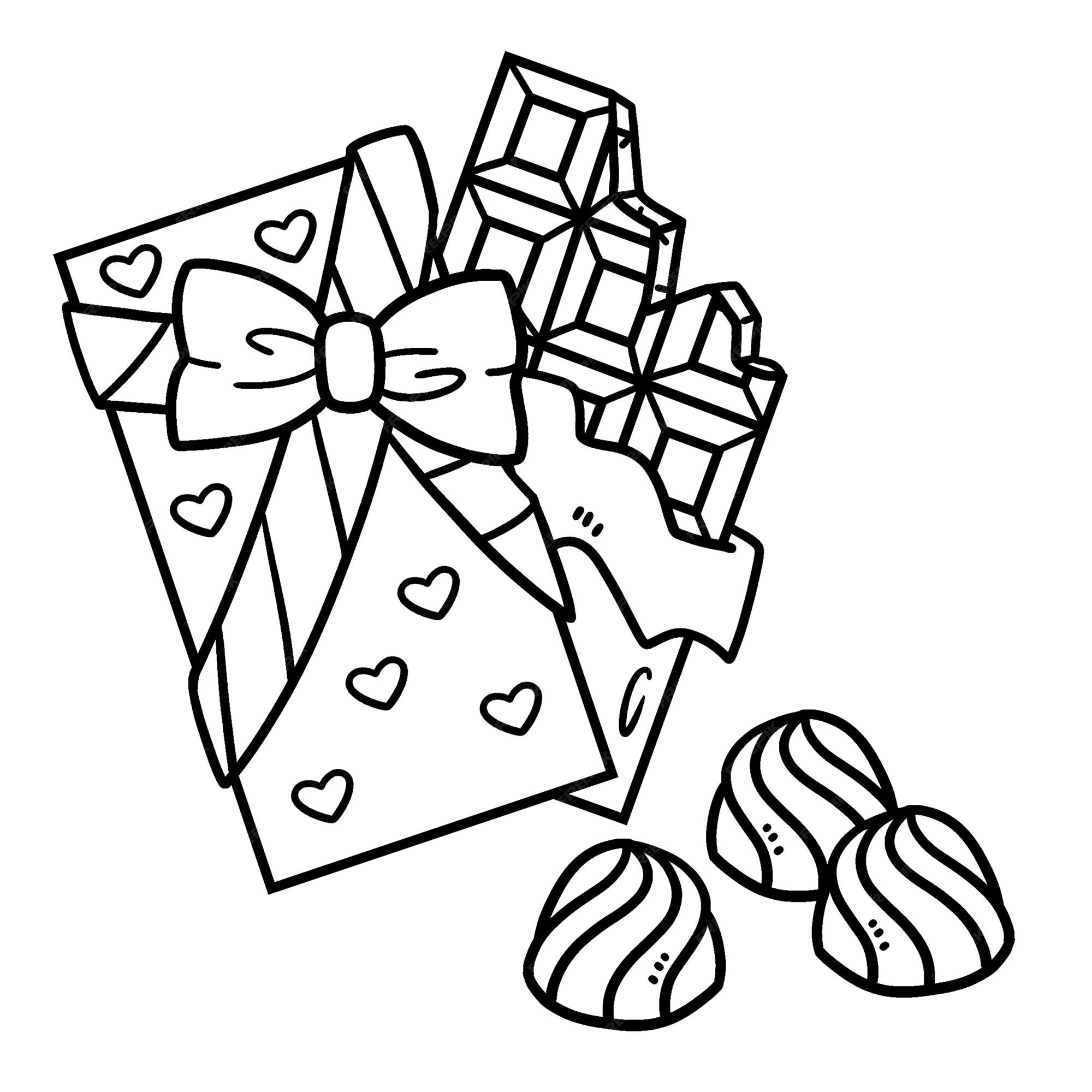Premium vector chocolates candy wrap isolated coloring page