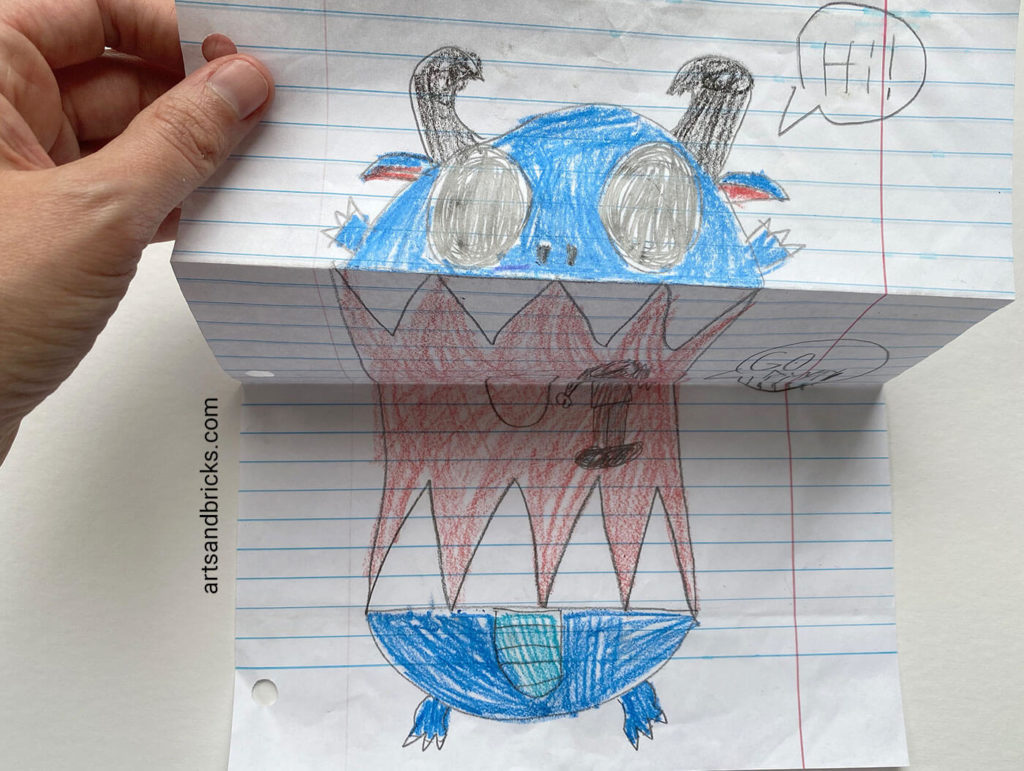 Folding surprise monster paper craft for kids