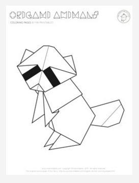 Origami raccoon coloring page