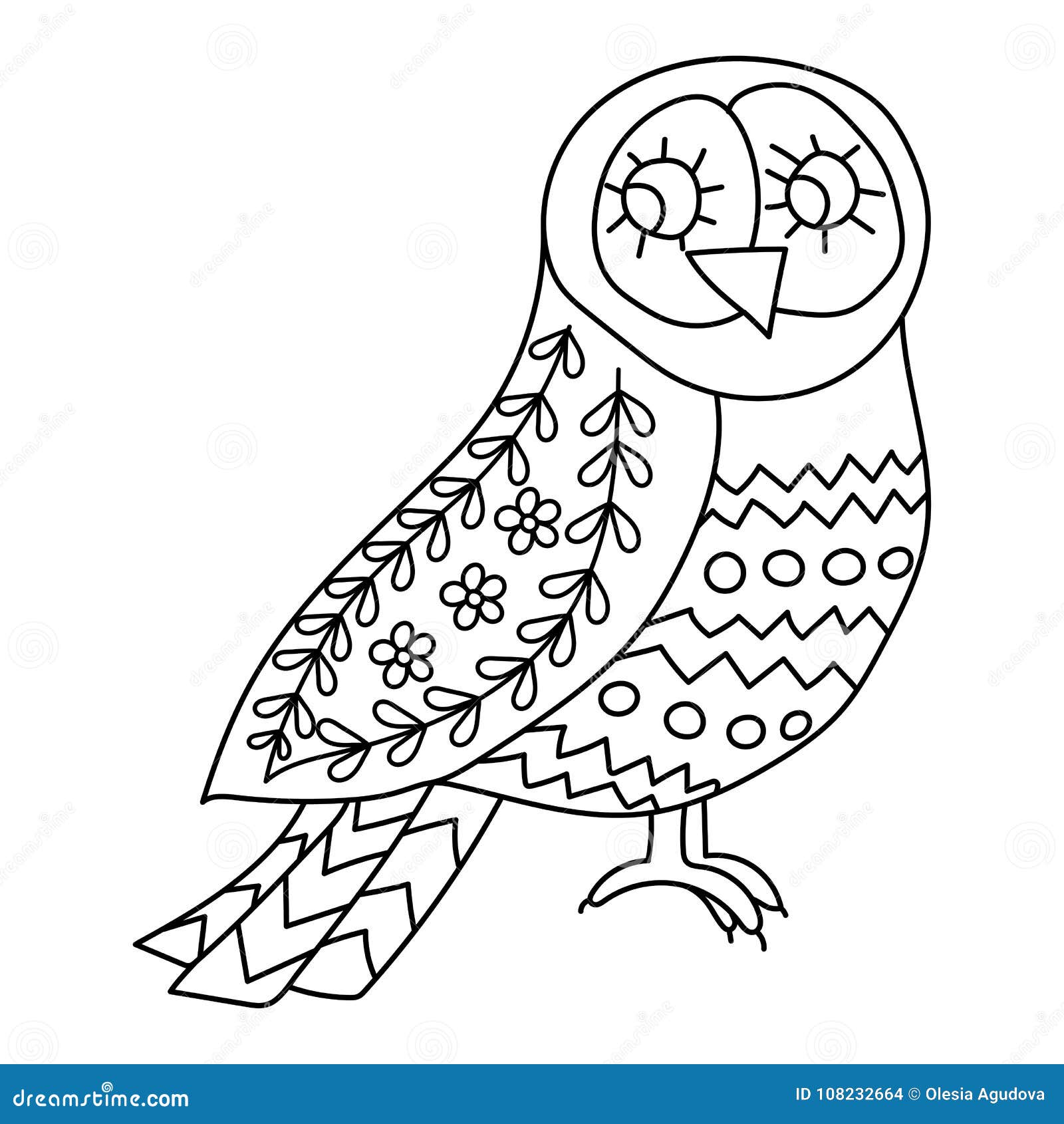 Coloring book or pages for adults illustration birds with flowers in a scandinavian style folk art stock vector