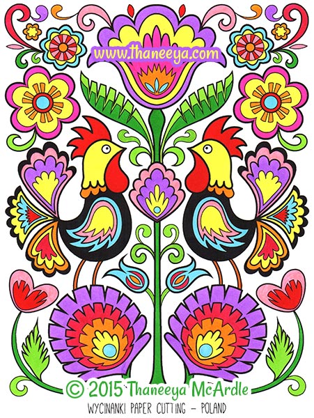 Folk art coloring book by mcardle â