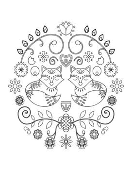 Scandinavian folk designs enjoy coloring winter art and christmas tree