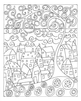 Fanciful folk art coloring book
