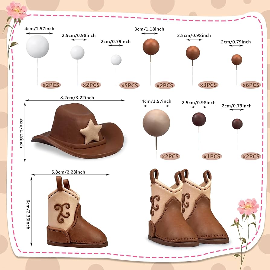 Pcs cowboy cake decorations cowboy hat and boot cake toppers western cowboy birthday baby shower for western theme party favors supplies grocery gourmet food