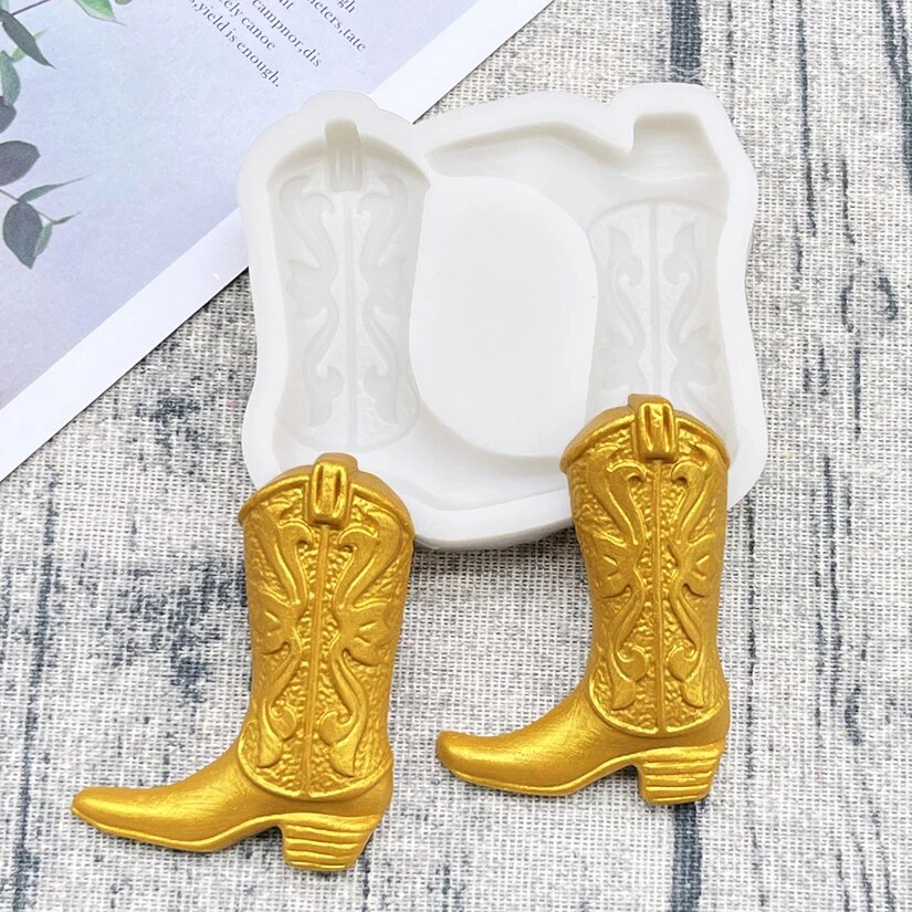 Cowboy boots silicone sugarcraft mold resin tools chocolate cupcake baking fondant cake decorating tools