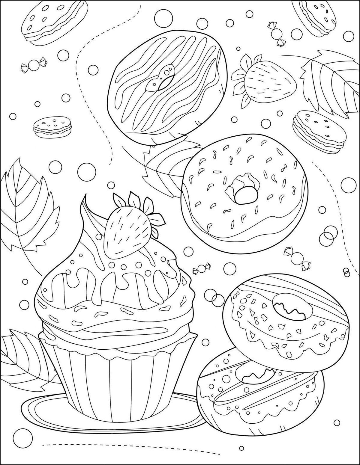 Idea for coloring book line drawing of a giant cupcake filled with donuts and covered in frosting vector book drawing cake drawing wing drawing png and vector with transparent background for free