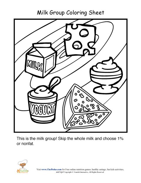 Dairy food group coloring sheet