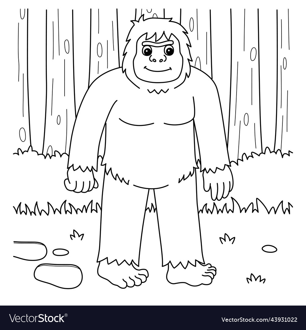 Bigfoot animal coloring page for kids royalty free vector