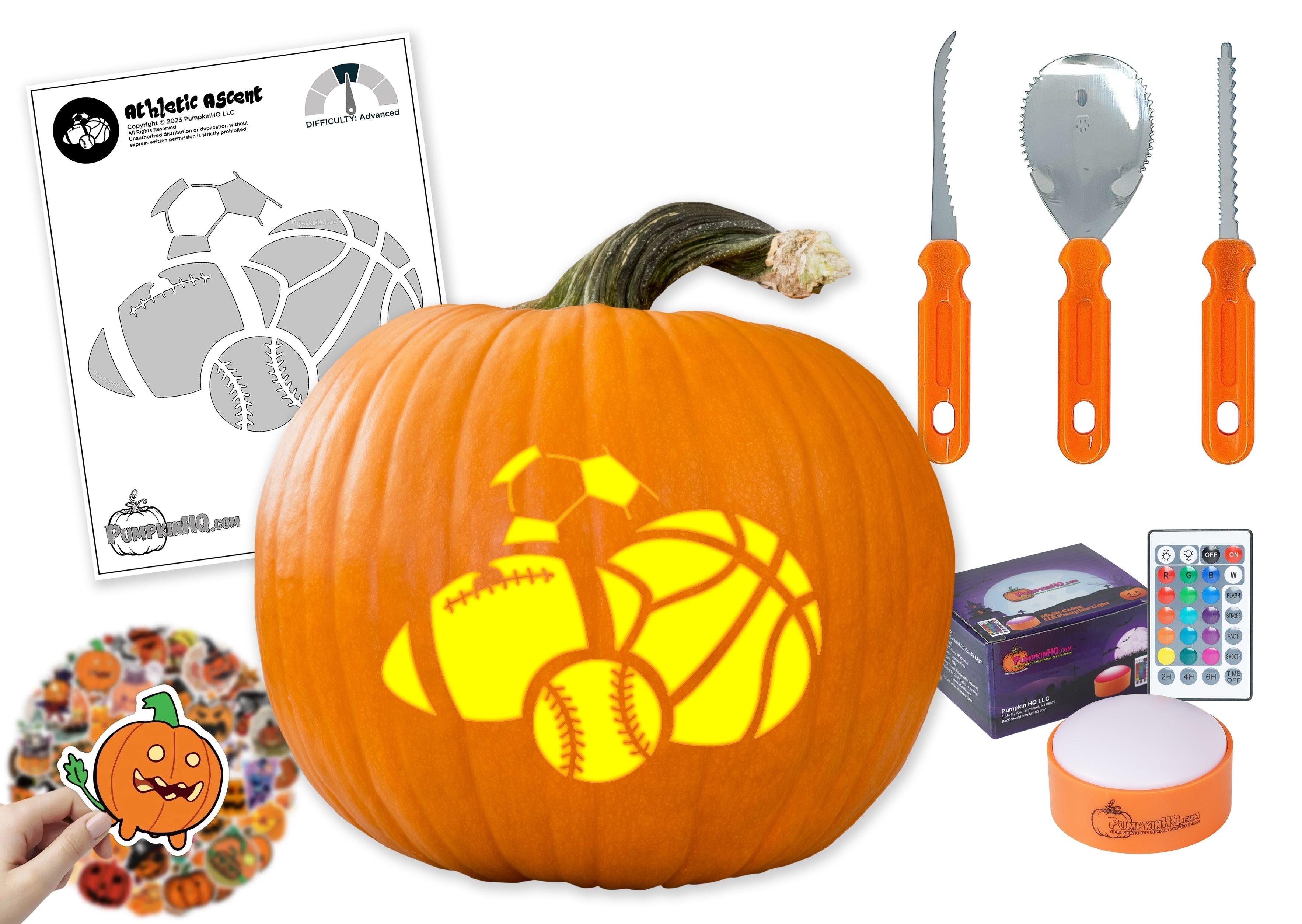 Sports fanatic pumpkin carving stencil