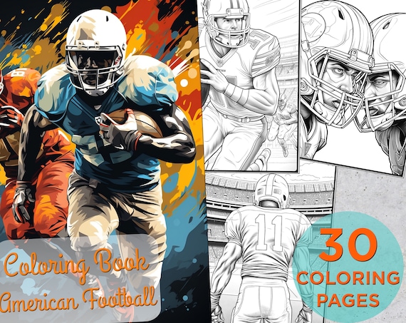Football coloring pages american football adults printable grayscale coloring book american football digital coloring book pages download now