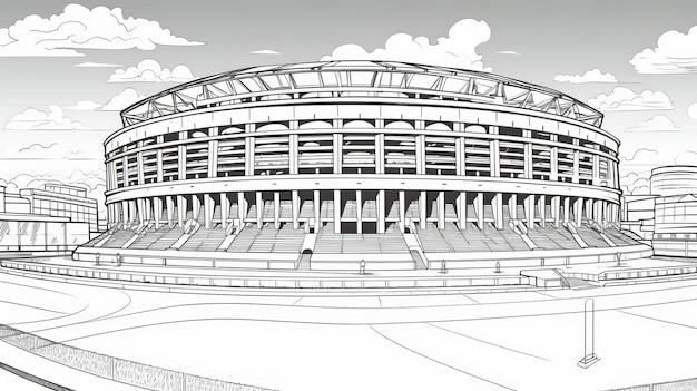 Premium ai image monochrome stadium coloring page clean and sharp line art for terracotta rangercore fans