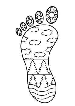 Earth day footprint zentangle no prep coloring page by pooley productions
