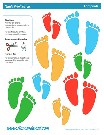Printable footprint templates shoeprint templates â tims printables